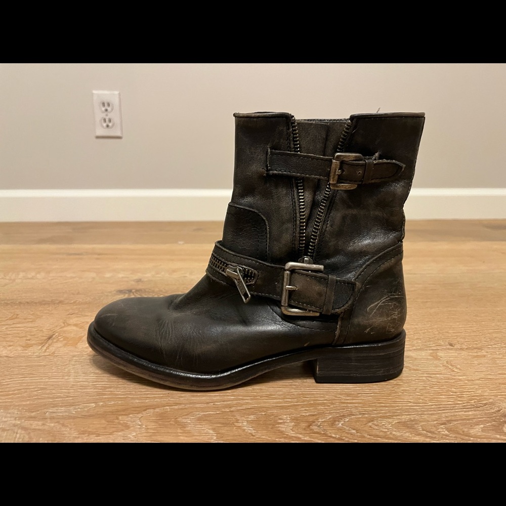 Black leather boots